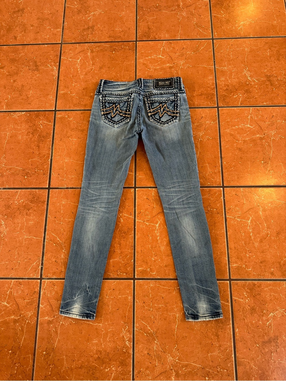 Miss Me Sunny Skinny Jeans Size 27 Light Wash Thick Stitch Y2K